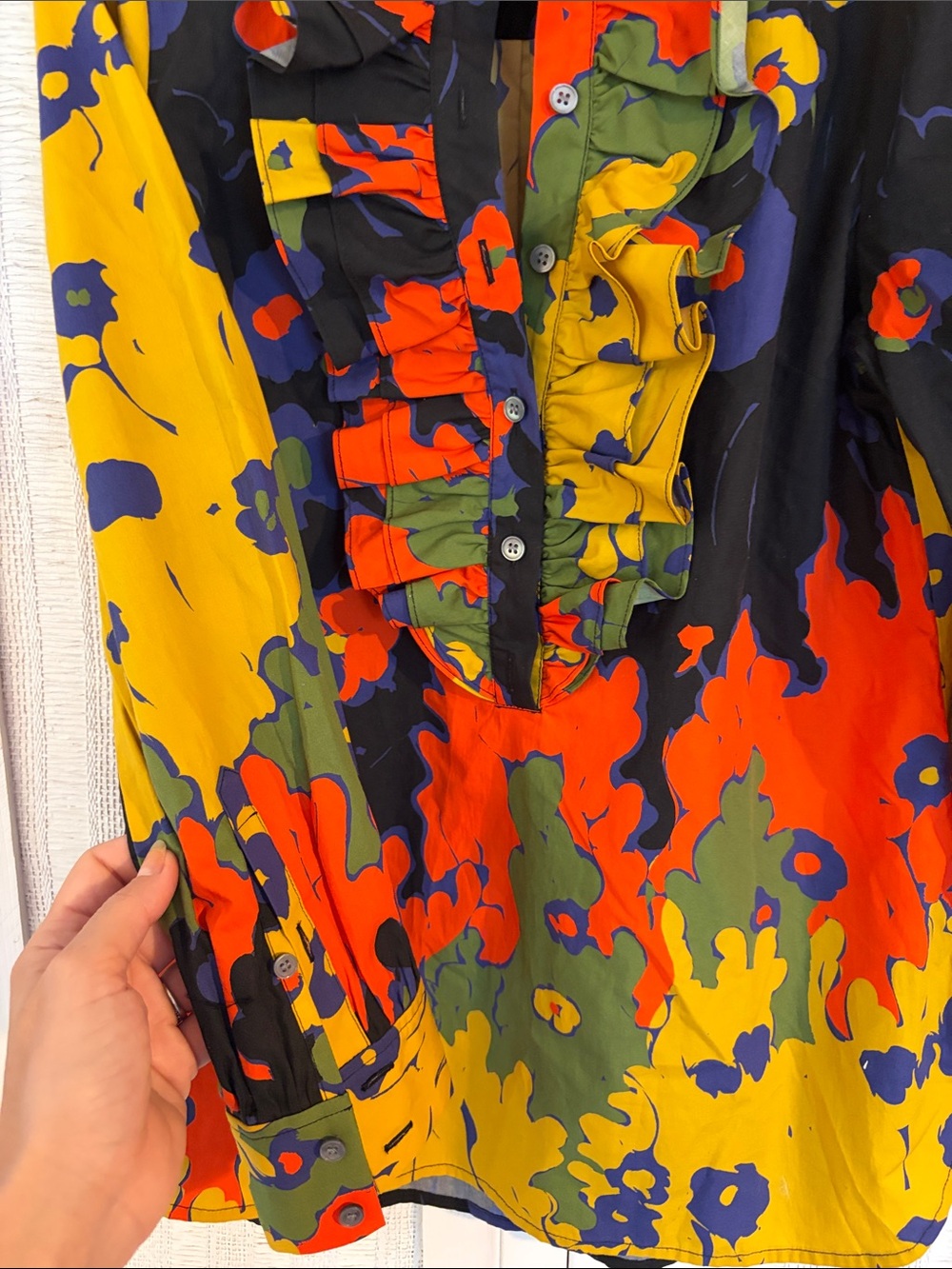 NWT J.Crew Collection Ratti Ruffle-Front Floral Button Front Blouse - Picture 4 of 7